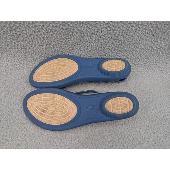 Crocs Isabella Graphic Strappy Sandals Blue and Tan Style 205084 Women's size 10 - Picture 7 of 8